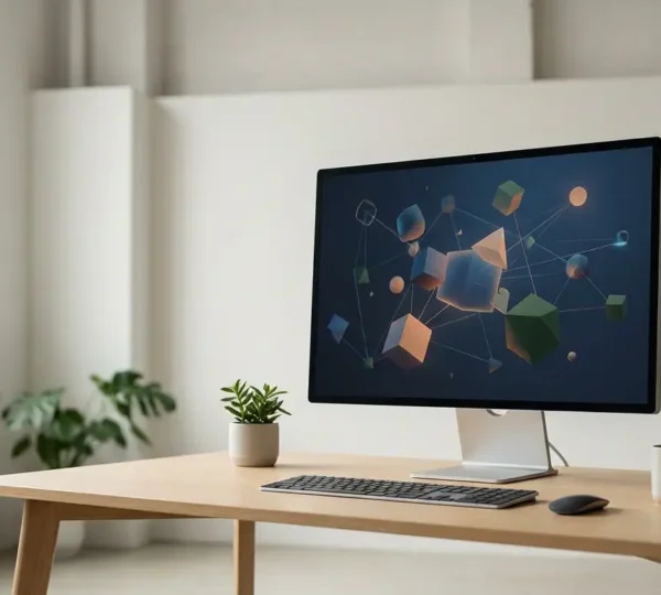 Professional designer organizing complex Photoshop file with multiple layer groups displayed on screen in creative studio