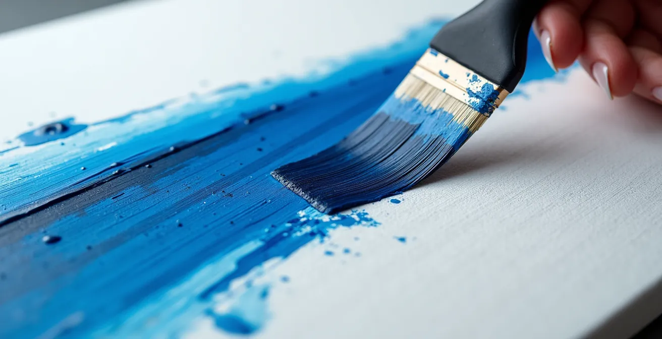 Split view comparing paint blending on oil ground versus acrylic gesso surfaces