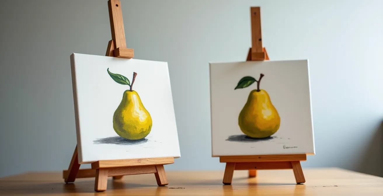 Side-by-side comparison showing overworked muddy strokes versus fresh, decisive brushwork